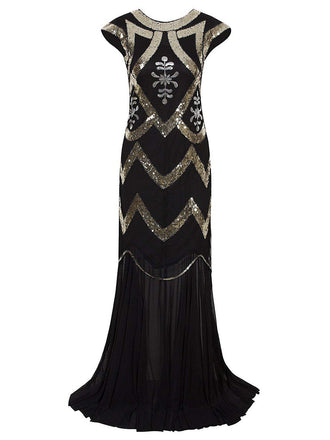 Black 1920s Gatsby Maxi Dress, vintage dress, retro fashion, Gatsby party, flapper style - perfect for women who love vintage and retro fashion