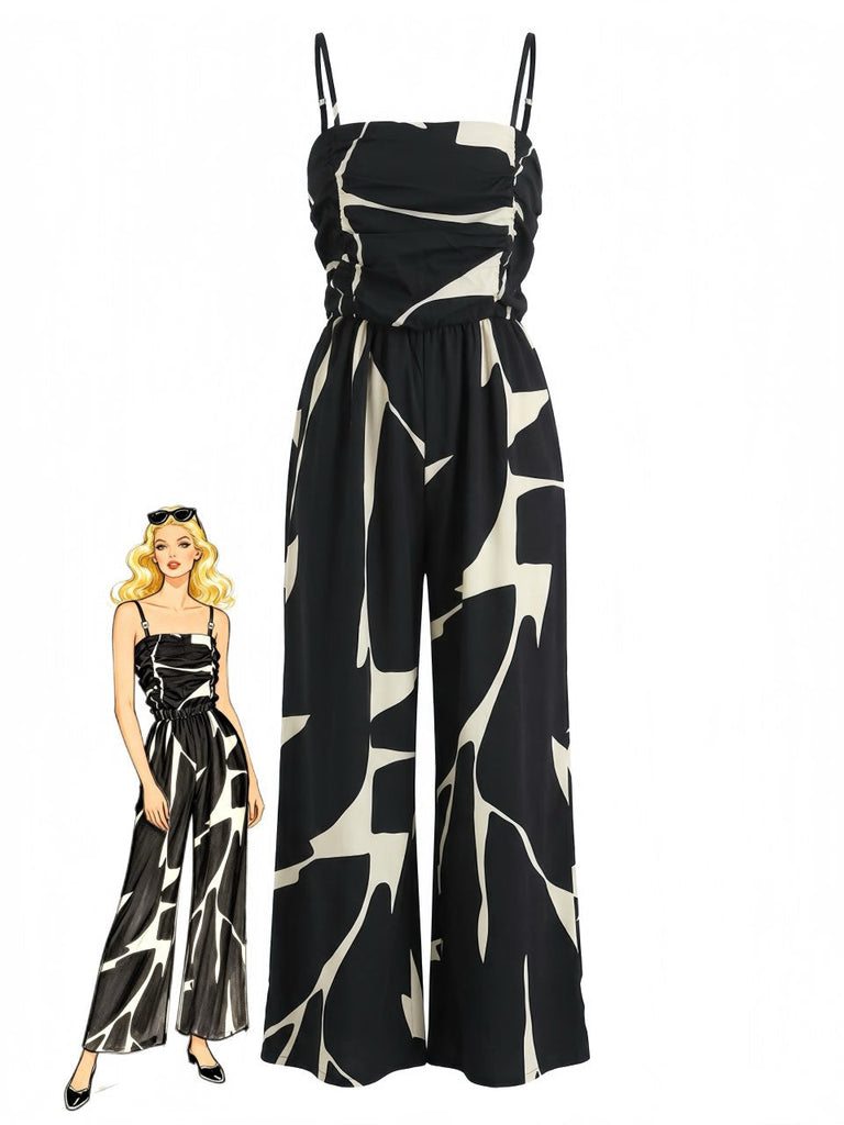 Black 1930s Wide Leg Jumpsuit