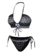 Black 1930s Cashew Flowers Lace-Up Bikini Set, vintage swimsuit, pin-up swimwear - perfect for women who love vintage and retro fashion