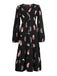 She slips into this Black 1930s Feather V-Neck Buttoned Dress and suddenly it's a 1930s daydream