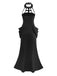 Black 1930s Gothic Lace Halter Mermaid Dress - vintage dress, retro fashion, classic black