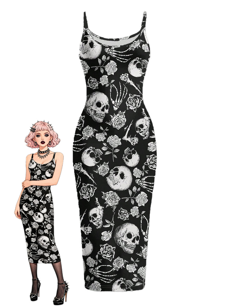 Black 1930s Floral Vintage Classic Dress