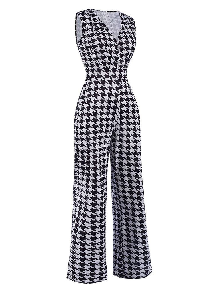 1930s Houndstooth VNeck Sleeveless Jumpsuit | 1930s | vintage romper, retro jumpsuit