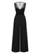 Black 1930s Mesh Pleated Patchwork Jumpsuit - vintage jumpsuit, retro fashion, classic black