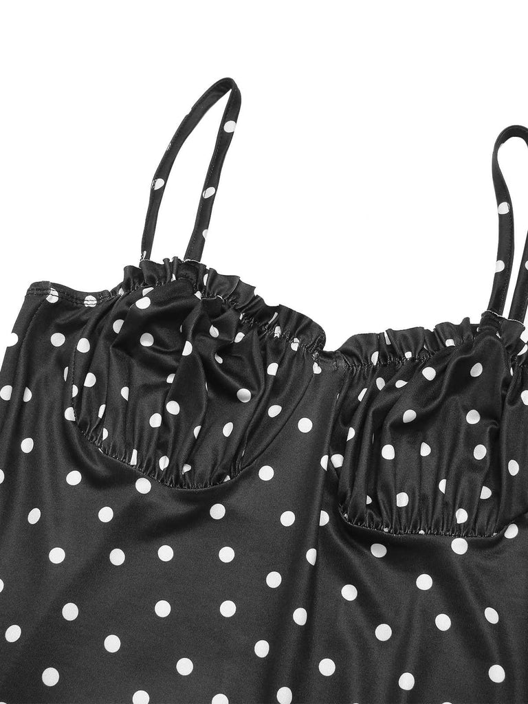 This Black 1930s Polka Dots Backless Mermaid Maxi Dress wraps her in 1930s elegance, one twirl at a time