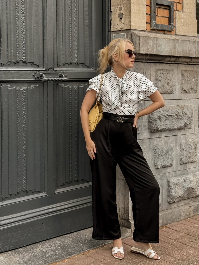 Black 1930s Polka Dots Tie-Neck Jumpsuit, vintage romper, retro jumpsuit - perfect for women who love vintage and retro fashion