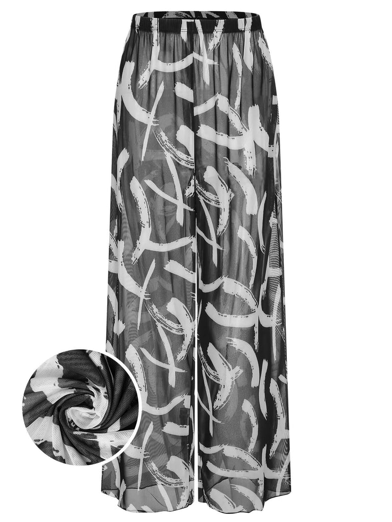 She walks in these Black 1930s Random Strokes Sheer Pants and the world follows