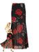 Black 1930s Rose Sheer Maxi Mermaid Skirt - vintage skirt, retro style, classic black