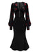 Black 1930s Rose Velvet Fishtail Dress: where 1930s romance meets her modern spirit