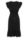 She slips into this Black 1930s Ruffled Sleeves Mermaid Dress and suddenly it's a 1930s daydream