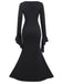 Black 1930s Sold Batwing Cuffs Fishtail Dress, vintage dress, retro fashion - perfect for women who love vintage and retro fashion