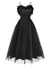 Black 1930s Solid 3D Feather Mesh Dress - vintage dress, retro fashion, classic black