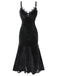 She slips into this Black 1930s Spaghetti Strap Cross Lace Dress and suddenly it's a 1930s daydream