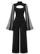 Black 1930s Sparkly Cutout Jumpsuit with Cape - vintage jumpsuit, retro fashion, classic black
