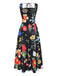 Black 1930s Square Neck Floral Maxi Dress - vintage dress, retro fashion, classic black