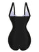 Black 1930s Wide-Straps Flowers Swimsuit, vintage swimsuit, pin-up swimwear - perfect for women who love vintage and retro fashion