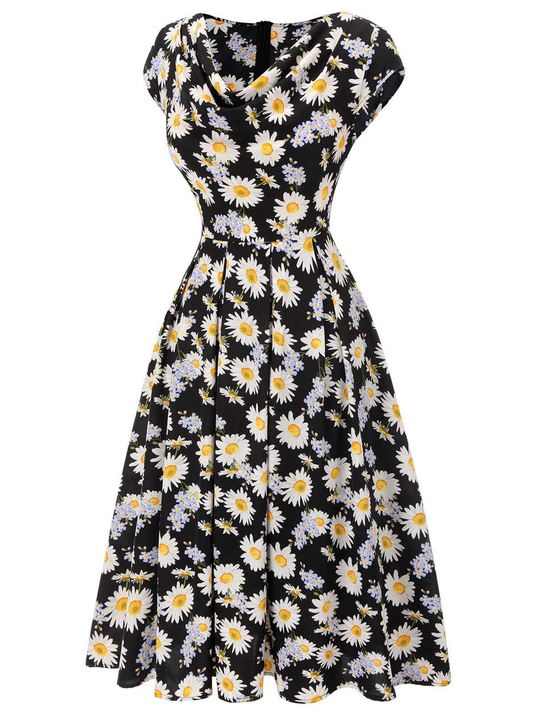 Black 1940s Cap Sleeve Daisy Dress: timeless style reimagined