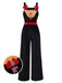 Black 1940s Christmas Elk Plush Velvet Jumpsuit, vintage romper, retro jumpsuit - perfect for women who love vintage and retro fashion