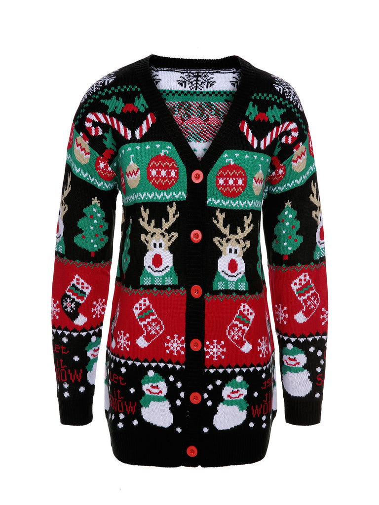 Black 1940s Christmas Knitted Sweater, vintage fashion, retro style - perfect for women who love vintage and retro fashion