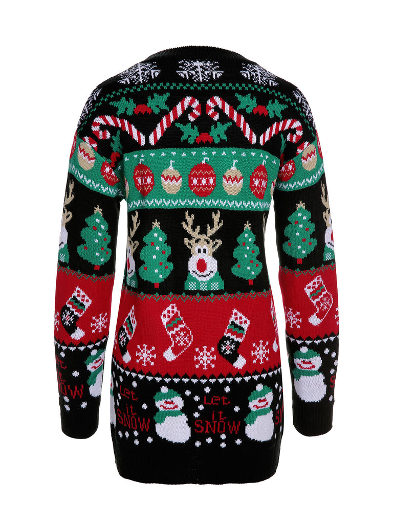 Black 1940s Christmas Knitted Sweater, vintage fashion, retro style - perfect for women who love vintage and retro fashion