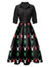 Black 1940s Christmas Print Lapel Belted Dress: timeless style reimagined