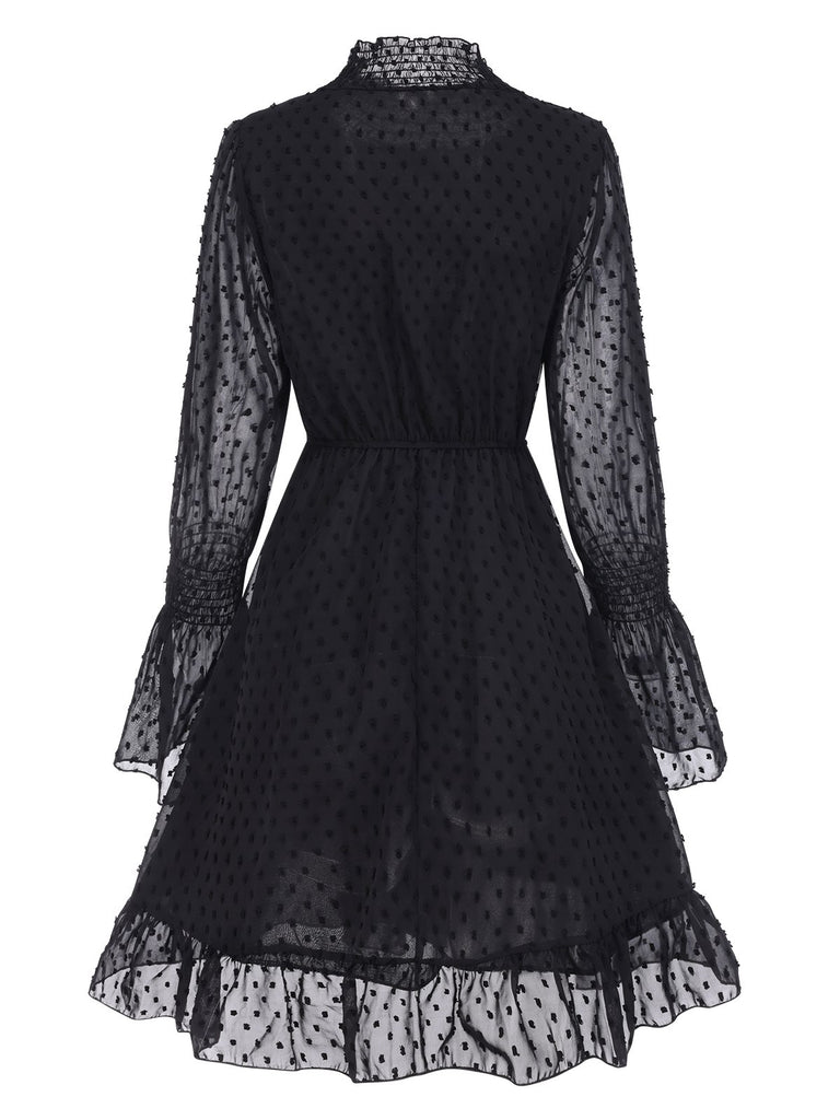 1940s Dots Half Turtleneck Chiffon | 1940s | vintage dress, retro fashion