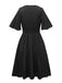 Black 1940s Embroidery Boho V-Neck Dress - vintage dress, retro fashion, classic black