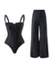Black 1940s Gothic Straps Pants: 1940s power dressing, reimagined