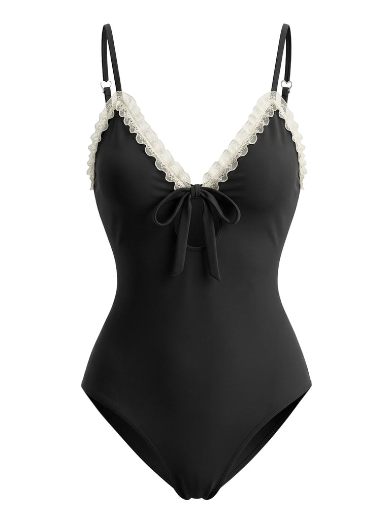 Black 1940s Vintage One Piece Swimsuit, vintage swimsuit, pin-up swimwear - perfect for women who love vintage and retro fashion