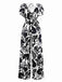 Black 1940s Plants Silhouette Bat Sleeve Jumpsuit - vintage jumpsuit, retro fashion, classic black