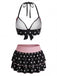 Black 1940s Polka Dot Halter Bikini Set 3