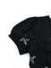 Black 1940s Purple Floral Embroidered V-Neck Dress - vintage dress, retro fashion, classic black