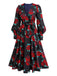 Black 1940s Rose Lantern Sleeved Lace-Up Dress: timeless style reimagined