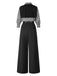 Black 1940s Shirt Collar Stripe Jumpsuit With Cape, vintage romper, retro jumpsuit - perfect for women who love vintage and retro fashion