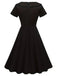 Black 1940s Solid Buttoned Lapel Dress: where 1940s romance meets her modern spirit