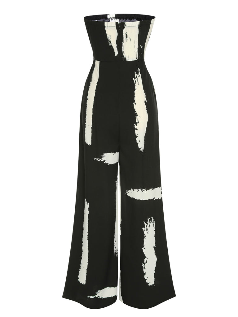 Black 1940s Strapless Colorblock Jumpsuit, vintage romper, retro jumpsuit - perfect for women who love vintage and retro fashion