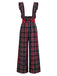 Black 1940s Tartan Plaid Ruffled Bow Overall Pants - vintage fashion, retro style, classic black