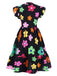 This Black 1940s V-Neck Colorful Floral Dress wraps her in 1940s elegance, one twirl at a time