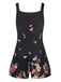 Black 1950s Adjustable Straps Floral Romper - vintage jumpsuit, retro fashion, classic black
