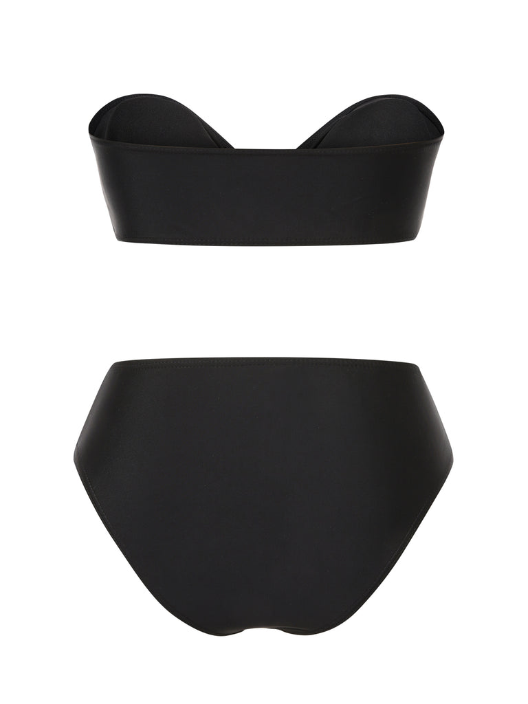 Black 1950s Bandeau Starfish Bikini Set, vintage swimsuit, pin-up swimwear - perfect for women who love vintage and retro fashion