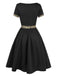 Black 1950s Boat Neck Leopard Patchwork Dress — the kind of 1950s dress that makes strangers smile