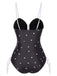 Black 1950s Bowknot Polka Dots Swimsuit, vintage swimsuit, pin-up swimwear - perfect for women who love vintage and retro fashion