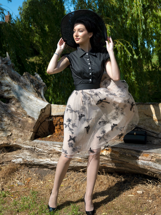 Black 1950s Butterfly Patchwork Vintage Dress - vintage dress, retro fashion, rockabilly