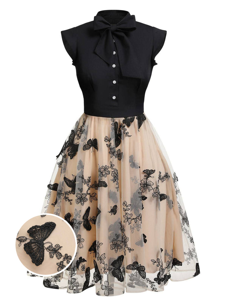 Black 1950s Butterfly Patchwork Vintage Dress — vintage elegance for the modern woman