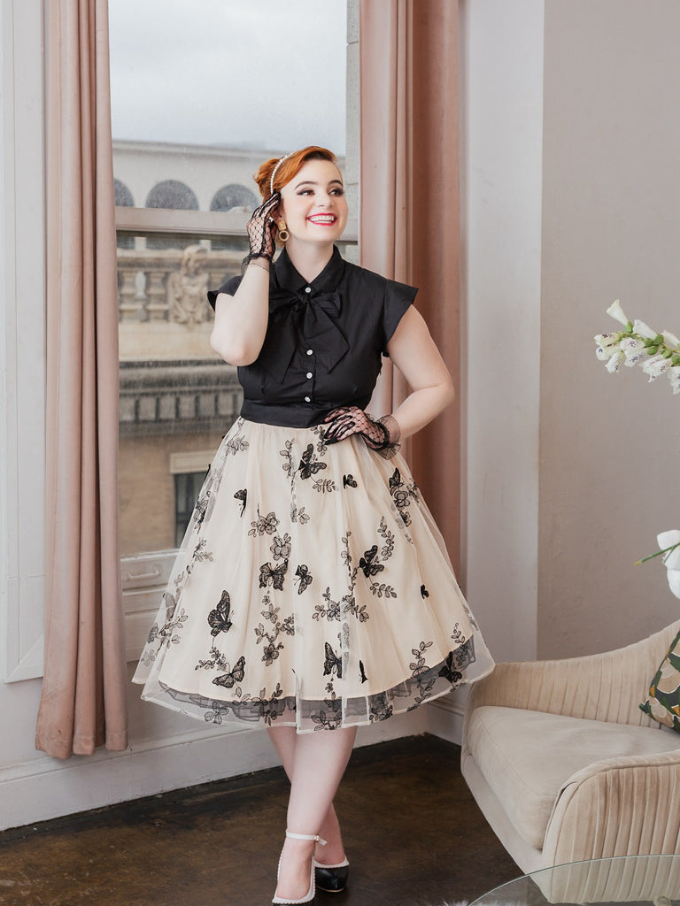 Black 1950s Butterfly Patchwork Vintage Dress: timeless style reimagined