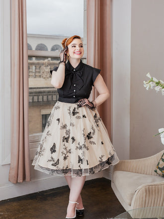 Black 1950s Butterfly Patchwork Vintage Dress: timeless style reimagined