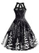 Black 1950s Christmas Halter Swing Dress: timeless style reimagined