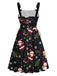 Black 1950s Christmas Print Lace-Up Dress - vintage dress, retro fashion, rockabilly