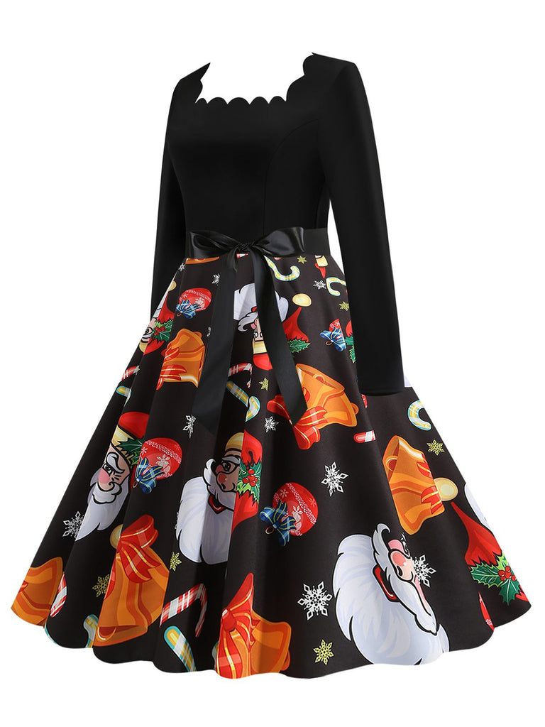 Black 1950s Christmas Santa Belted Dress: where 1950s romance meets her modern spirit