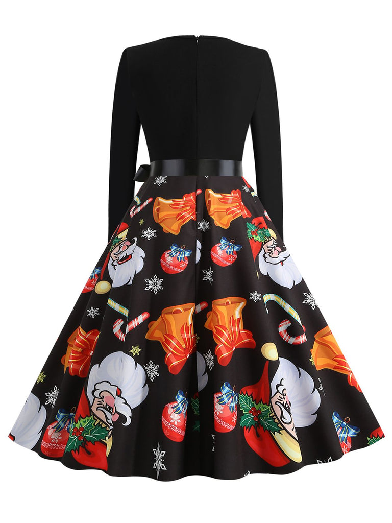 This Black 1950s Christmas Santa Belted Dress wraps her in 1950s elegance, one twirl at a time